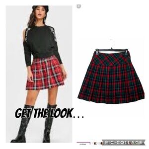 No Mills Uniform Red Tartan Plaid Pleated School Tennis Academia Mini Skirt Sz 0